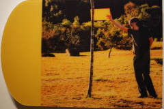 Tony Camargo (União da Vitória/PR, 1979) - Passe para dobra em amarelo, 2007, verniz sobre fotografia em metacrilato, 48x71x05cm